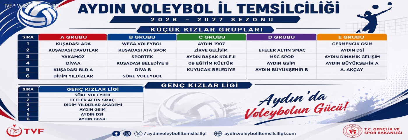 🏐 AYDIN VOLEYBOLUNDA GRUPLAR BELLİ OLDU!